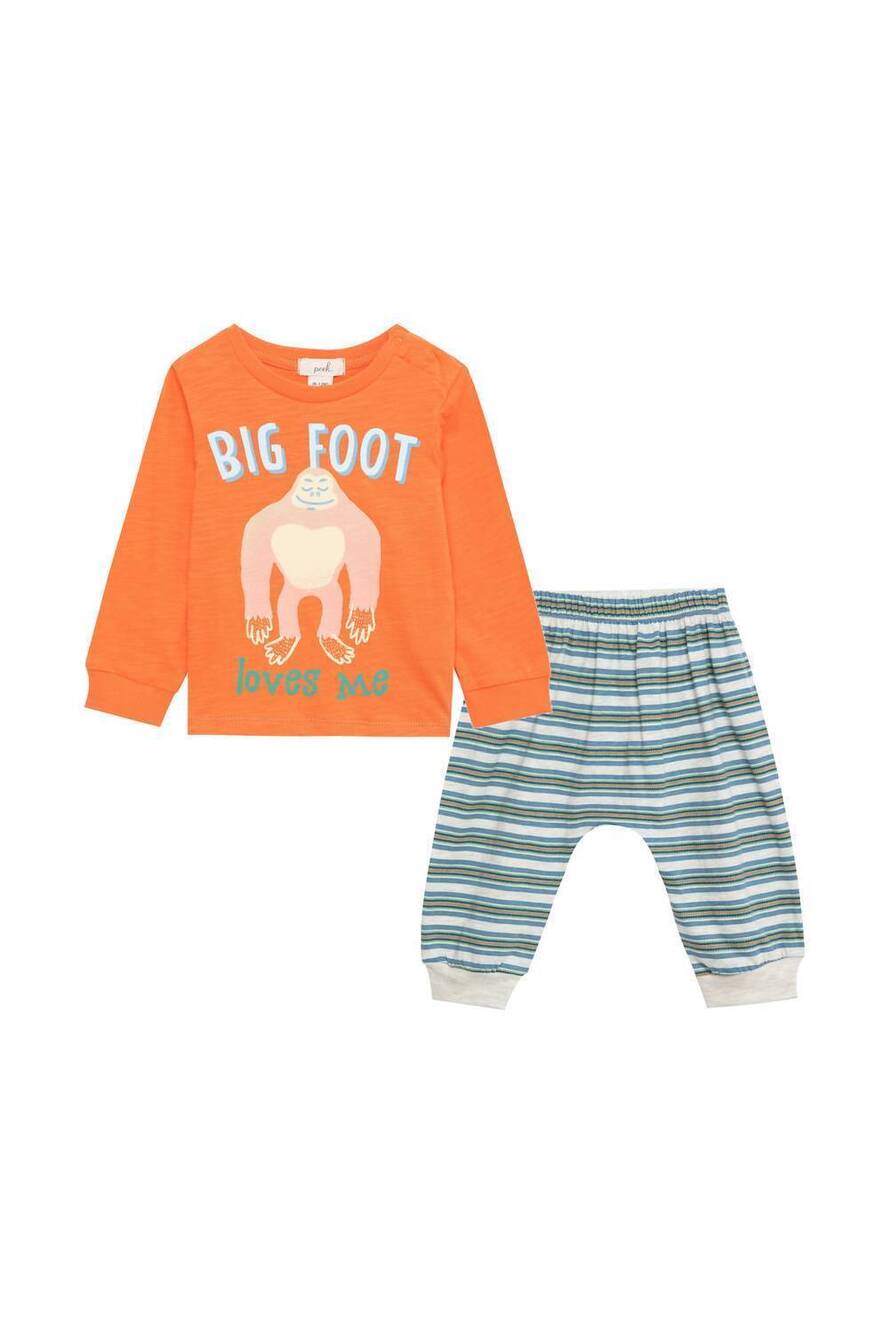 NEW PEEK AREN'T YOU CURIOUS kid's big foot panta set in orange